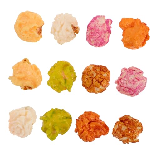 BESTonZON 12 Stück Miniatur-Fake-Popcorn, Künstliche Lebensmittel-Figuren, Kunststoff-Popcorn-Modelle, Mini-imitat-Snack, Foto-Requisiten Für DIY-schmuck, Ohrringe, Party, Puppenhaus, von BESTonZON