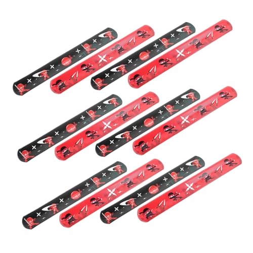 BESTonZON 12 Stück Ninja Slap Armbänder für Partydekoration Geburtstagsgeschenke und Spielzeuge Leicht und Tragbar für Jung und Alt Schwarz Rot mit Kreativem Ninja Muster BESTonZON 12 Stück Ninja Slap Armbänder für Partydekoration Geburtstagsgeschenke und Spielzeuge Leicht und Tragbar für Jung und Alt Schwarz Rot mit Kreativem Ninja Muster von BESTonZON