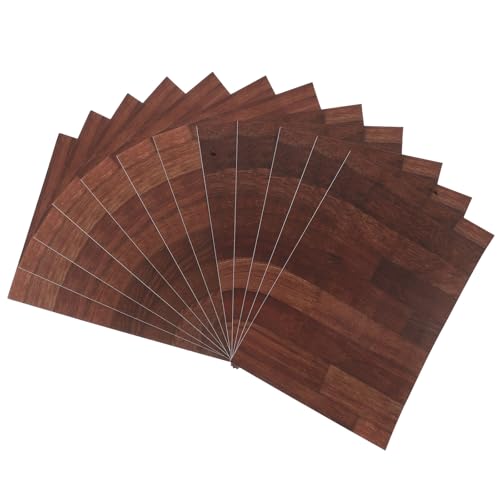 BESTonZON 12 Stück Puppenhaus-Holzbodenplatten, 29 x 21 cm, Selbstklebende Miniatur-Dielen, zum Abziehen und Aufkleben, Tapete für DIY-Puppenhaus-Dekorationen von BESTonZON