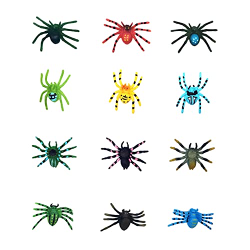 BESTonZON 12 Stück Realistische Kunststoffspinnen für Halloween Deko Gruselige Spinnen Requisiten für Partys und Zuhause Lebensechte Spinnenfiguren für Schaurige von BESTonZON