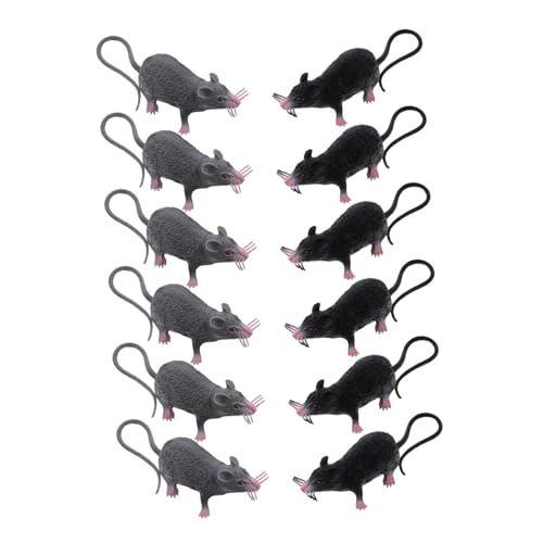 BESTonZON 12 Stück Simulations-Mausmodell Streichratte Realistische Mäusespielzeuge Rattenstreich Halloween-Rattenstütze Streich Spielzeugmäuse falsche Mäuse falsche Maus Maus-Modell Plastik von BESTonZON