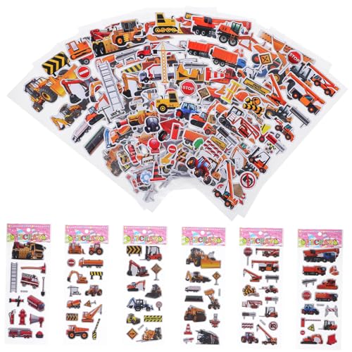 BESTonZON 12 Stück Teiliges Aufkleber Set mit Bunten Bagger und Fahrzeugmotiven Stark Haftend Leicht Anzubringen und Ablösbar Spielerisch Lernfördernd für Sticker Bastelsets und Kreative von BESTonZON