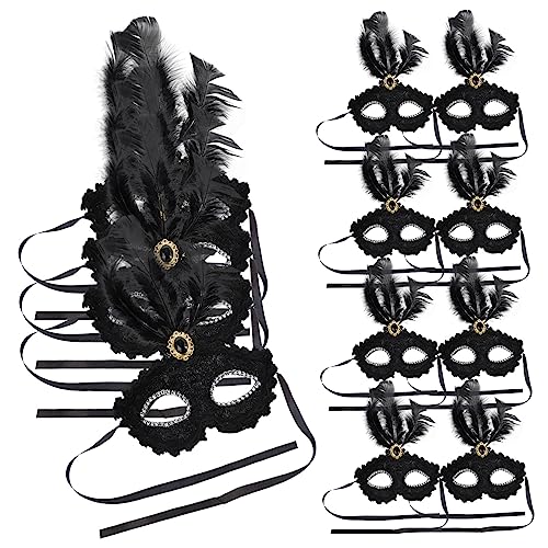 BESTonZON 12 Stück Teiliges Bunte Halbgesichts Federmasken für Karneval Halloween Cosplay Damen Maskerade mit Kreativer Plume Dekoration für Faschingsparty und Bühnenauftritt von BESTonZON