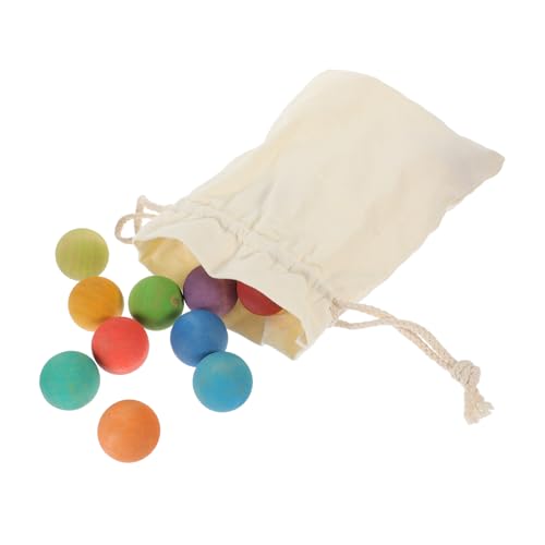 BESTonZON 12 Stück Teiliges Bunte Holz Bälle Mattierte Oberfläche Pädagogisches Holzspielzeug für Farb und Formenerkennung Montessori Lernspielzeug von BESTonZON