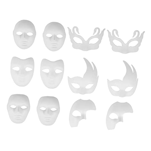 BESTonZON 12 Stück Teiliges Diy Pulp Blank Masken Handbemalbare Gesichtsmaske für Maskenball Halloween und Kreative Projekte Leichte Papiermaske für Erwachsene von BESTonZON