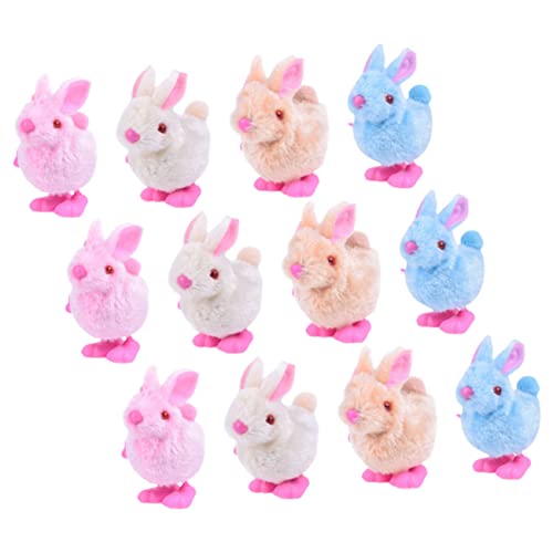 BESTonZON 12 Stück Teiliges Hüpfende Plüsch Kaninchen mit Aufziehmechanismus Bunte Wind Up Hasen für Lustiges zu Ostern und Weihnachten Einfach zu Bedienen Springend und Dekorativ von BESTonZON