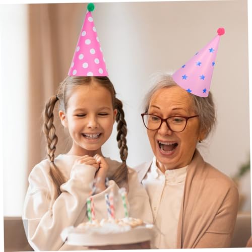 BESTonZON 12 Stück Teiliges Kindergeburtstags-partyhüte Bunte Papier-kegelhüte mit Pompoms Leichte und Bequeme Geburtstagsdekoration für Kinderfeiern Sicherer Sitz für Aktive Spielstunden von BESTonZON