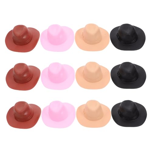 BESTonZON 12 Stück Teiliges Mini Cowboy Hüte Bunte Mini Puppenhüte Vielseitige Partydekoration Geeignet für Miniatur Puppenhäuser Bastelprojekte und Foto Requisiten von BESTonZON