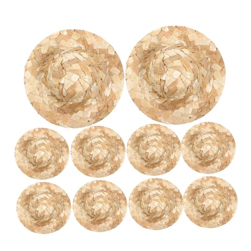 BESTonZON 12 Stück Teiliges Mini Handgewebte Strohhüte Filigrane Mini Hüte als DIY Dekoration und Puppenhauszubehör Naturfarbene Handwerkskunst für Foto Requisiten und Bastelprojekte von BESTonZON