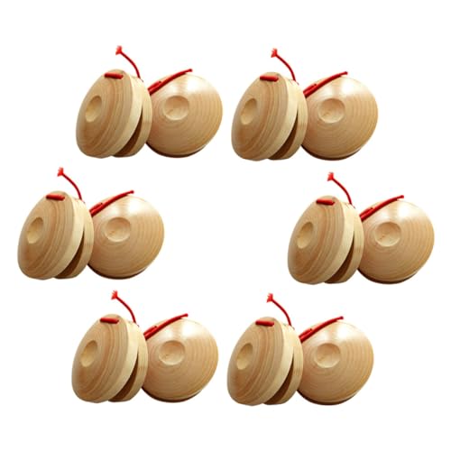 BESTonZON 12 Stück Teiliges Percussion Instrument Holz Kastagnetten Natürliche Farbe Leichtes Handspiel Fördert und Hand Augen koordination Sicheres Langlebiges Holzspielzeug von BESTonZON