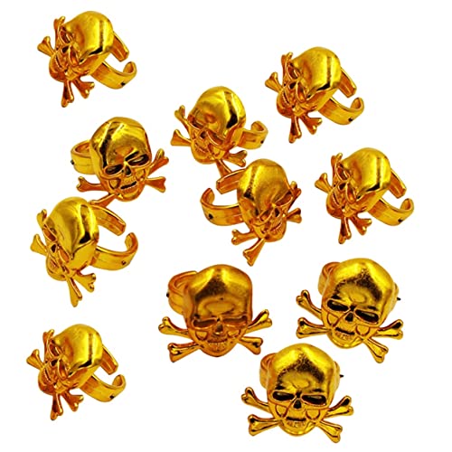 BESTonZON 12 Stück Teiliges Piratenringe für Goldfarbene Dekoration Verstellbare Kinderringe für Halloween Kostümparty Piraten Mottofeier und Partyzubehör BESTonZON 12 Stück Teiliges Piratenringe für Goldfarbene Dekoration Verstellbare Kinderringe für Halloween Kostümparty Piraten Mottofeier und Partyzubehör von BESTonZON