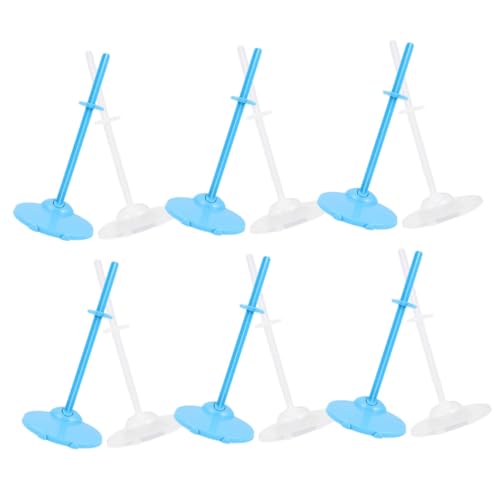 BESTonZON 12 Stück Teiliges Transparent und Blau Stabile Doll Support Halter mit Breiter Basis für Displaypuppen Figuren und Modelle Puppenzubehör für Regal und Tisch von BESTonZON