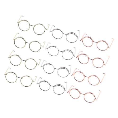 BESTonZON 12 Stück Zubehör für Puppenbrillen Mini- Puppenbrille Deko-Puppe Puppe mini doll Accessories Puppenkleidung Mini-Brille Puppengläser zum Basteln Kupferkabel von BESTonZON