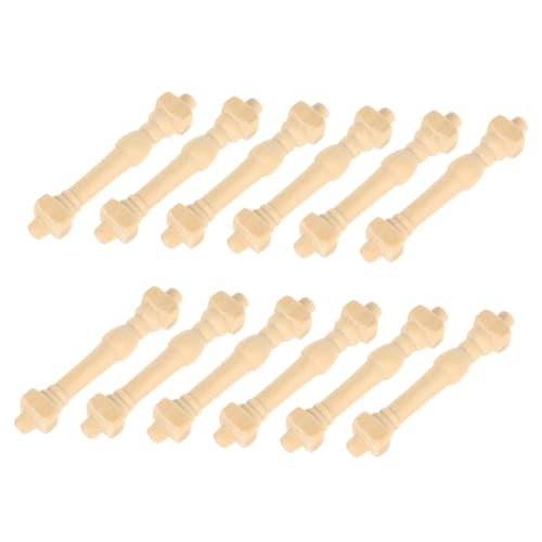 BESTonZON 12St Geländerpfosten Miniaturen zum Basteln kreisförmig Vorhangschiene Deckenschienenvorhang Pole für kinderspielzeug Mini-Geländer Mini-Verzierung Mini Möbel Holz von BESTonZON