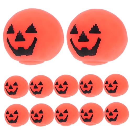 BESTonZON 12St Halloween Halloween Toys Halloween Party Requisiten Pumpkin Decor Halloween Kürbis für die Party auspressen Kürbis-Stressbälle Weichkleber Orange von BESTonZON