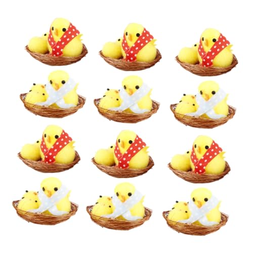 BESTonZON 12St Osterküken cute decor easter osterspielzeuge mini chicken zu ostern flauschige Mini-Küken kleine Küken Hühnerfigur simuliertes Küken Hähnchen Stofftier Plastik von BESTonZON