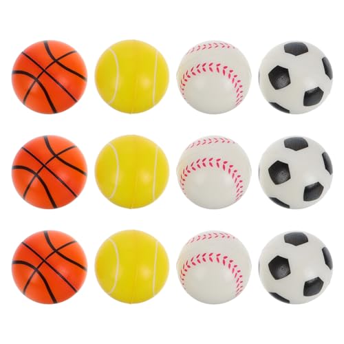BESTonZON 12Stücke Mini Sportbälle Weiche PU Schaumstoffbälle Für Stressabbau Verschiedene Designs Fußball Basketball Tennis Für Partys Und Entspannungsspielzeug von BESTonZON
