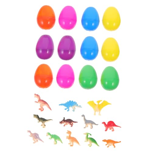 BESTonZON 12st Dinosaurier-osterei- Bunte Ostereier Dinosaurier-eier Kinderspielzeug Dinosauriereier Mit Dinosauriern Im Inneren Vorgefüllte Ostereier Mit Plastik von BESTonZON