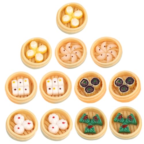BESTonZON 12st Mini-dampfbrötchen Mini-Food-Requisite Mini Schmücken Modell Mit Gedämpften Brötchen Mini Dampfgarer Miniatur-lebensmittelspielzeug Food-Modell Mini Spiel Essen Harz von BESTonZON