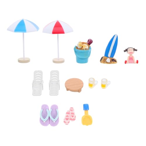 BESTonZON 13Stücke Teiliges Puppenhaus Zubehör für DIY Sommer Strand Themen Dekoration für Miniaturgärten Sandkästen und Aquarien von BESTonZON