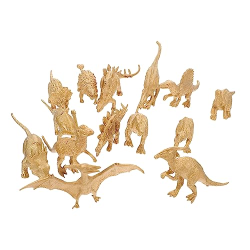 BESTonZON 14St goldenes Dinosauriermodell Figuren Simulations-Dinosaurier- Dino Set saurier spielzeuge Desktop-Ornament Desktop-Dekoration Plastik von BESTonZON
