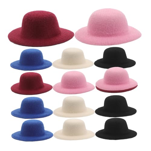 BESTonZON 15 Stück Teiliges Mini Bastelhüte Miniatur Handgefertigte Hüte Farben Schwarz Weinrot Blau Rosa Leichtes Material für Vielseitige Mini Hüte für DIY Dollhouse Partydekorationen und von BESTonZON