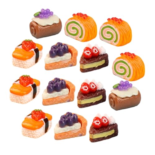 BESTonZON 15 Stück Teiliges Miniatur Kuchen Modell Realistische Resin Dessert Dekoration Farbenfrohe Mini Kuchen Figuren Puppenhaus Ornament für DIY und Puppenhaus Zubehör von BESTonZON
