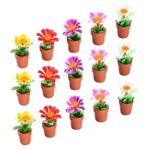 BESTonZON 15 Stück Teiliges Miniatur Pflanzen Realistische Mini Topfpflanzen Dekorative Kunstpflanzen für Puppenhaus Zubehör Kompakt und Detailreich für Miniaturgärten und Kleine Wohnwelten von BESTonZON