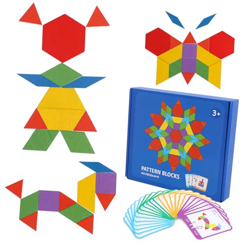 BESTonZON 155 Teiliges Lernspielzeug aus Bunten Holz Puzzleteilen Glatte Oberfläche Vielfältige Geometrische Formen Aufbewahrungsbeutel Montessori Holz Tangram für Kreativität und BESTonZON 155 Teiliges Lernspielzeug aus Bunten Holz Puzzleteilen Glatte Oberfläche Vielfältige Geometrische Formen Aufbewahrungsbeutel Montessori Holz Tangram für Kreativität und von BESTonZON