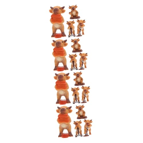 BESTonZON 16 STK Arbeiter Kalb Modell lustiges Tier Mini-Figur kinderzimmerdeko Room Decoration Spielzeug Modelle Miniaturtiere Kuh Minifigur fest schmücken die Kuh Statue Dekorationen von BESTonZON