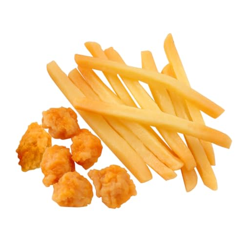 BESTonZON 16 STK Pommes-Modell gefälschte Spielnahrung falsches Huhn Fast Food Realistische Lebensmittel Rollenspiel Essen Pommes-Frites- künstliche Lebensmittel PVC Khaki von BESTonZON