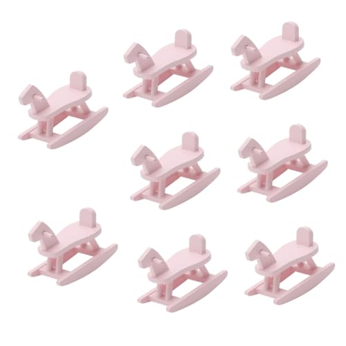 BESTonZON 16 STK Zubehör Für Puppenhäuser Puppe Schaukelpferd Szenenlayout-Ornament Puppenhauszubehör Miniatur-pferdespielzeug Schaukelpferd Aus Holz Rosa Birke Möbel Trojanisches Pferd von BESTonZON