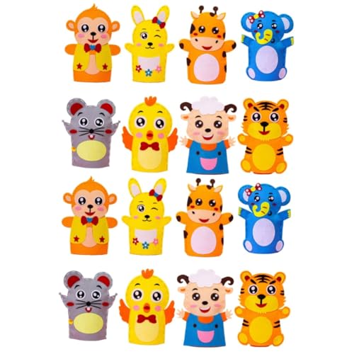 BESTonZON 16 Teiliges DIY Bastelset Handpuppen aus Filz Sicherer Nähset Cartoon Stoffmaterialien für Handgemachte Puppen Kreatives Kunsthandwerk für Kleinkinder und Mädchen von BESTonZON