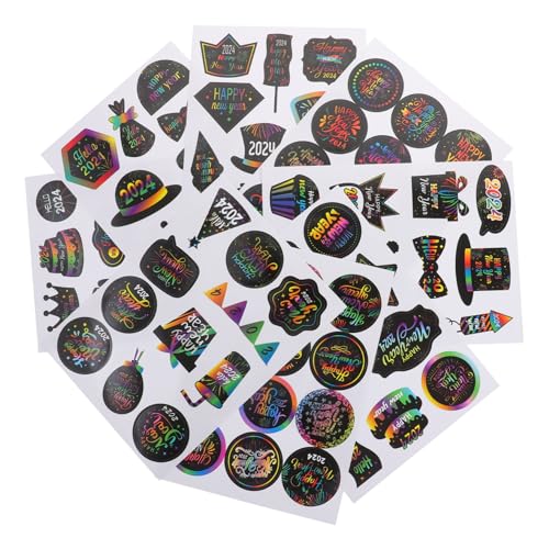 BESTonZON 16 Stücke Frohes Neues Jahr Aufkleber Dekorative Journal Gastgeschenke Decor Decals Ästhetischen Vinyl Etiketten für Handwerk von BESTonZON
