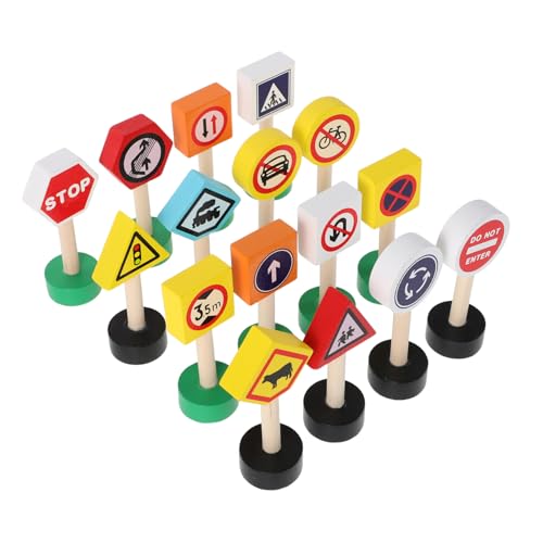 BESTonZON 16Stücke Teiliges Holz Spielset mit Verkehrszeichen für Pädagogisches Lernspielzeug für Vorschulkinder zur Verkehrssicherheit Interaktives BESTonZON 16Stücke Teiliges Holz Spielset mit Verkehrszeichen für Pädagogisches Lernspielzeug für Vorschulkinder zur Verkehrssicherheit Interaktives von BESTonZON