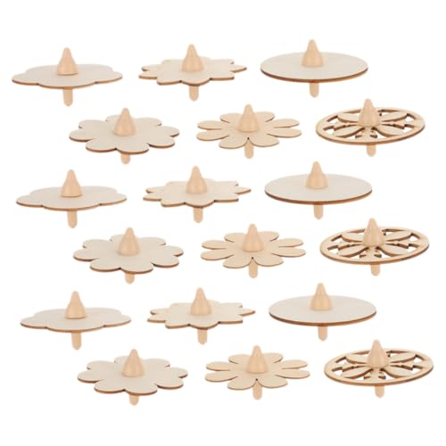 BESTonZON 18 Stück Teiliges Holz Kreiselspielzeug Tragbare DIY Gyro Toys zum Bemalen Fördert Hand Auge Koordination und Kreativität Sichere Langlebige Materialien für Jungen und Mädchen von BESTonZON
