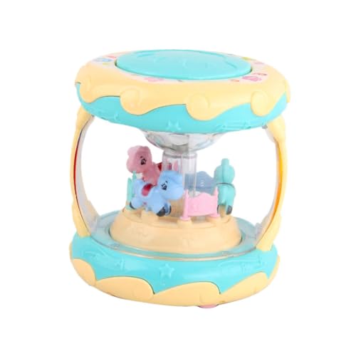 BESTonZON 1PC Lustiges Karussell Handtrommel Mit 3D Musik Und Lichtern Fördert Die Früherziehung Batterielos Farbe Zufällig von BESTonZON