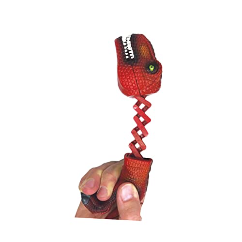 BESTonZON 1stück Cartoon Dinosaur Shark Telescopic Spring Clip Toy Lustiges Tier-streichspielzeug Für Mädchen Kreative Party-Dekoration Rot von BESTonZON
