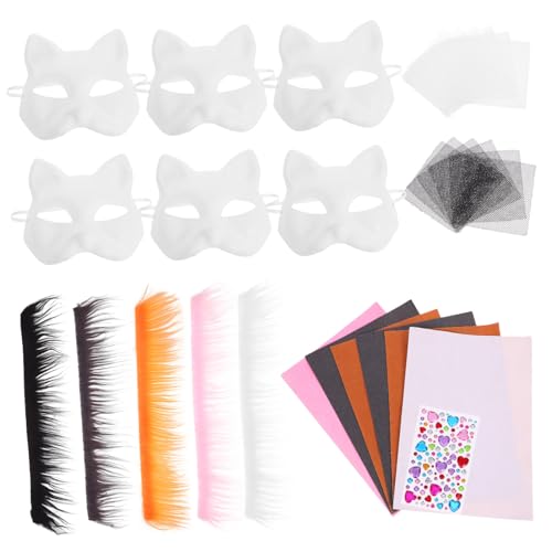 BESTonZON 1Satz DIY Katzenmaske Teiliges Unvollendetes Masken Kit für Fasching und Halloween Dekorativer Zubehörteile für Kreative Gestaltung und Cosplay Events BESTonZON 1Satz DIY Katzenmaske Teiliges Unvollendetes Masken Kit für Fasching und Halloween Dekorativer Zubehörteile für Kreative Gestaltung und Cosplay Events von BESTonZON