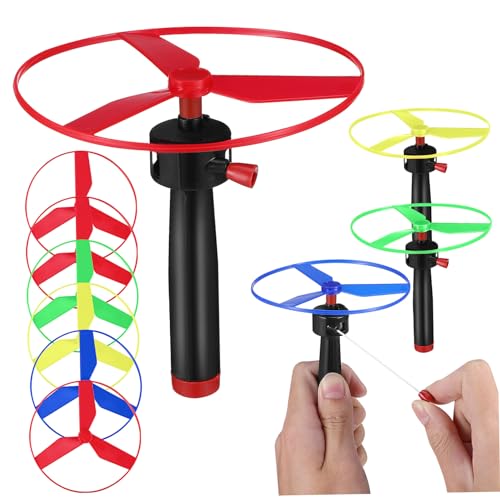 BESTonZON 1Satz Propeller Launcher Farbige Flugscheiben Interaktives Outdoor für Leicht Robust aus Spaßige Zugschnur Fliegende Untertassen von BESTonZON
