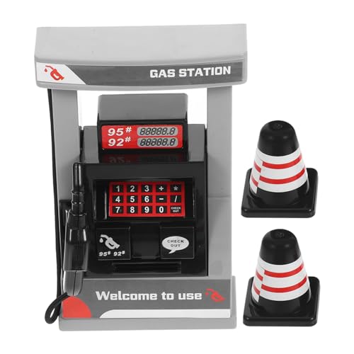 BESTonZON Tankstellenmodell Spielzeug Mit Straßenkegelmodellen Simulation Kinderspielzeug Aus Wiederverwendbarem Material Für von BESTonZON