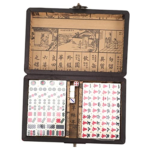 BESTonZON 1Satz Tragbares Mahjong Spielset Chinesisches Mahjong Brettspiel für Reisen Teilig mit Anleitung für Familie und Freunde von BESTonZON