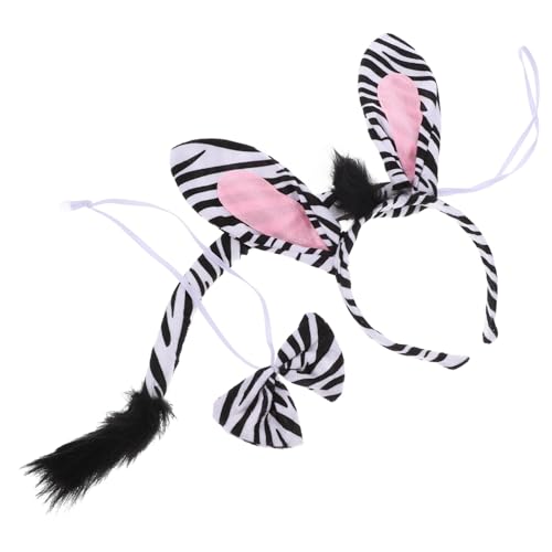 BESTonZON 1Satz Zebra Cosplay Kostüm Teiliges mit Stirnband und Fliege für Tier Cosplay für Geburtstagsfeiern Halloween und Karneval Kreative Auftritte von BESTonZON