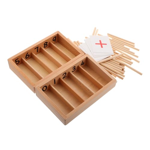 BESTonZON 1Set Box Mathematik Lehrmittel Mathe Tools Montessori Materialien Montessori Mathe Materialien Montessori Praktisches Leben Kindergarten Mathe Spiele Mathe Spiele Holz Khaki von BESTonZON