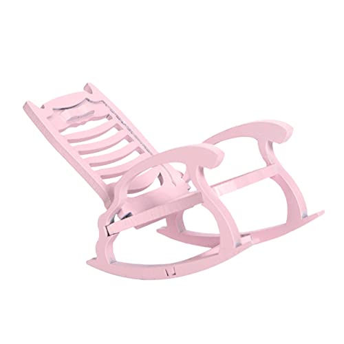 BESTonZON 1Stk Schaukelstuhl am Strand Strandstuhl Stühle Mini-Landschaftsstuhl Mini-Gartenstuhl für kinderspielzeug Mini-Schaukelstuhl Puppenhaus Strandkorb Holz Rosa von BESTonZON
