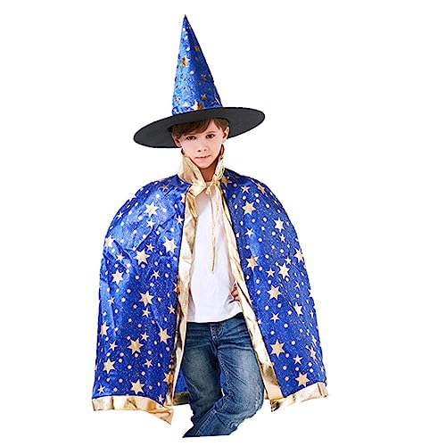 BESTonZON 1stk Fünf-Sterne-umhang Für Festivalkostüm Cosplay-Mantel Halloween-umhang Halloween-versorgung Halloween-fünf-Sterne-mantelumhang Kleidung Für Halloween Blue Stoff von BESTonZON
