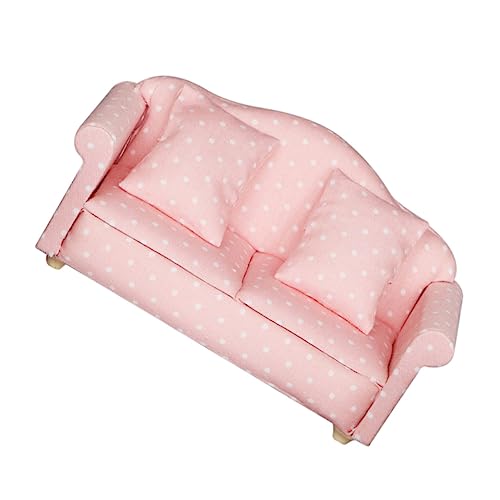 BESTonZON 1stk Mini-Sofa Kinderspielzeug Desktop-Ornament Zubehör Für Spielhausmöbel Spielhaus-Sofa Sofa-Modell Spielhauszubehör Rosa Holz von BESTonZON