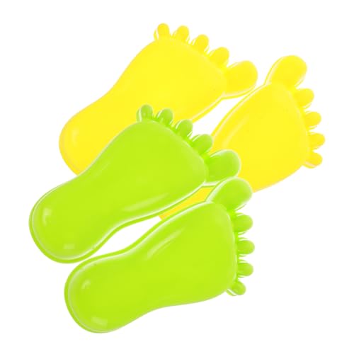 BESTonZON 2 Paare Fußabdruck Sandspielzeug Plastik Sandformen für Kreative Strandspielzeug Fußabdruck Sandkasten Molding Kits in Gelb und Grün für Outdoor Spaß im Sommer von BESTonZON
