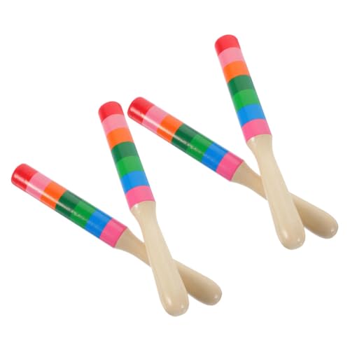 BESTonZON 2 Paare Holz Rhythmus Sticks für Musikinstrumente für Percussion Dekorative Rhythmus Sticks Sichere und Praktische Holzspielzeuge Hand Augen Koordination von BESTonZON