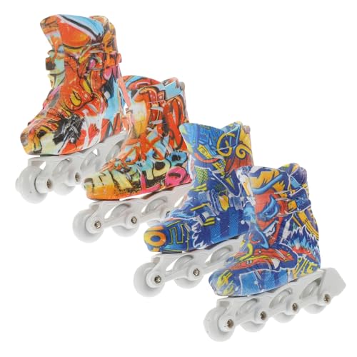 BESTonZON 2 Paare Mini Finger Rollschuhe Tragbares Fingerspielzeug Skateboard Modellspielzeug Lernspielzeug für Kreative Hände und Stressabbau Leicht und Kompakt für Party und Alltag von BESTonZON